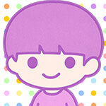 パープルのキャラクターがポーチを紹介